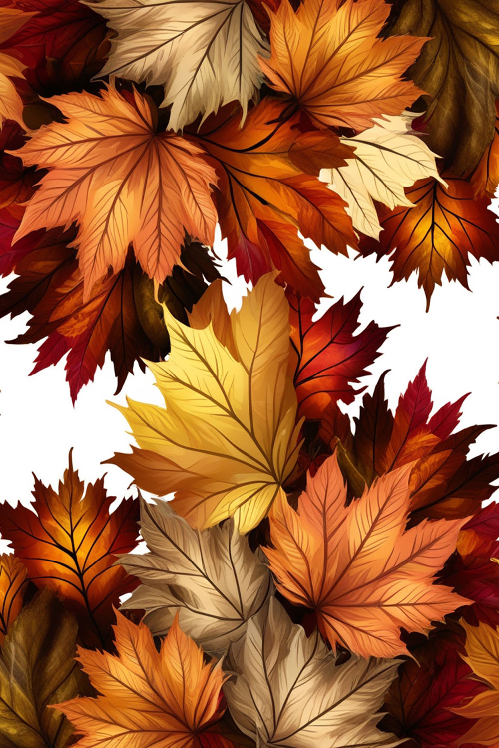 Intricate Autumn Leaf Patterns Digital Paper Bundle - Seamless Fall Leaves in Rich Earthy Tones pinterest preview image.