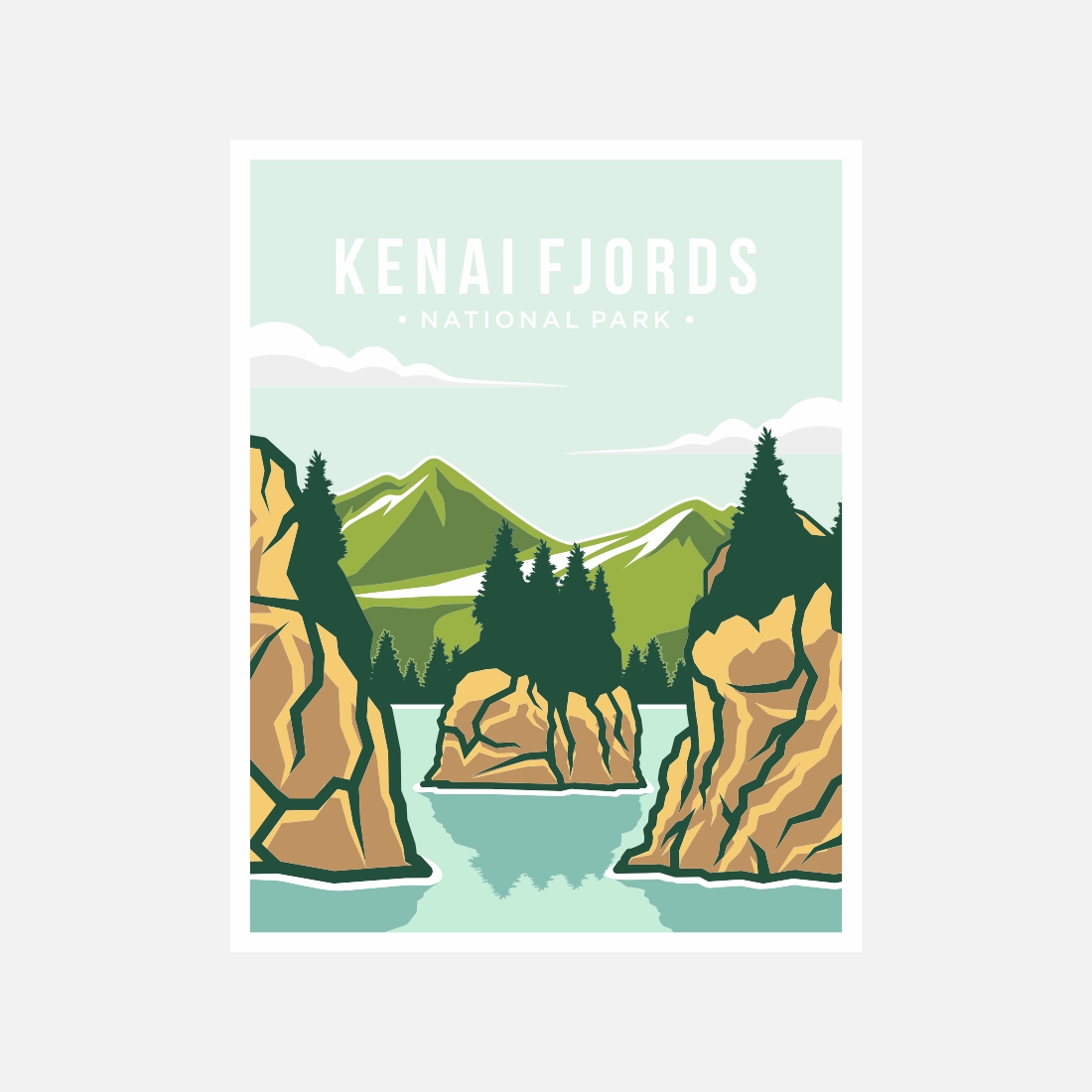 Kenai fjords national park poster vector illustration design – Only $8 preview image.