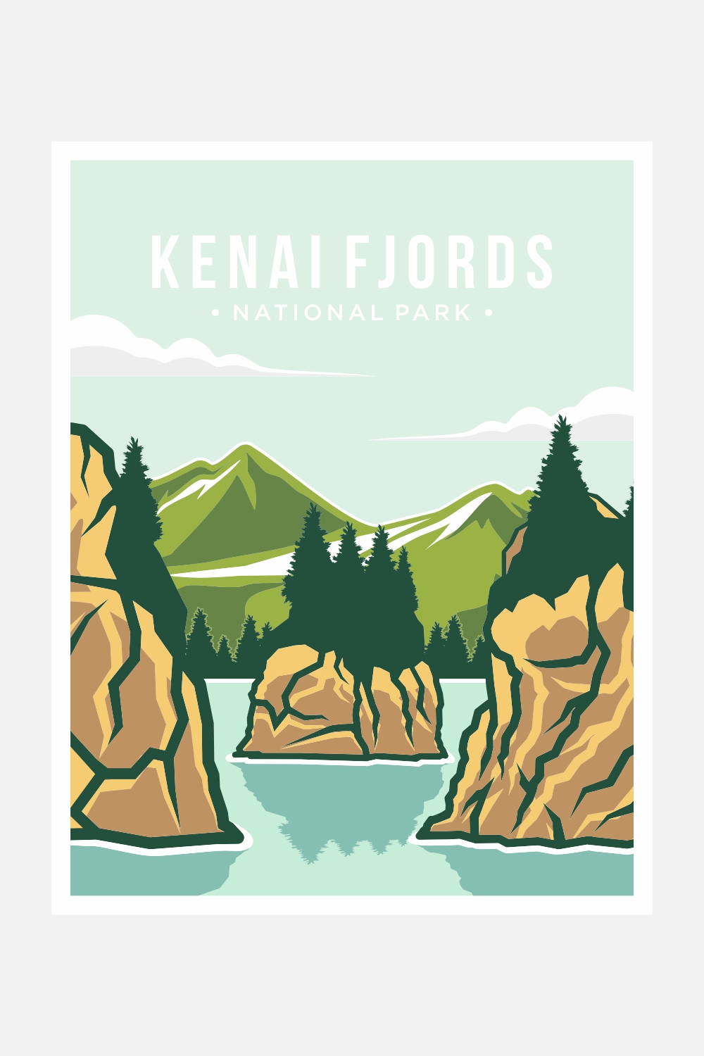 Kenai fjords national park poster vector illustration design – Only $8 pinterest preview image.