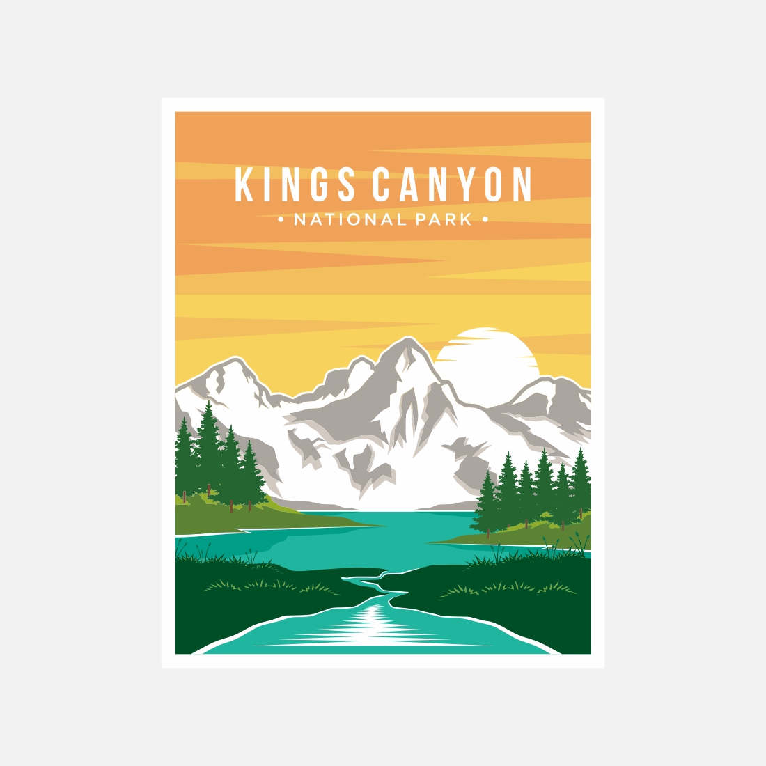 Kings Canyon national park poster vector illustration design – Only $8 preview image.