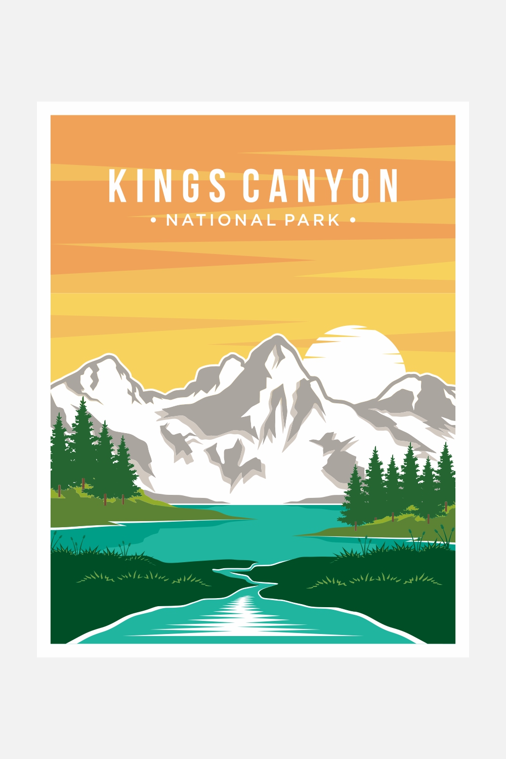 Kings Canyon national park poster vector illustration design – Only $8 pinterest preview image.