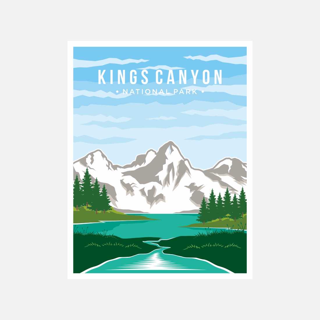 Kings Canyon national park poster vector illustration design – Only $8 preview image.