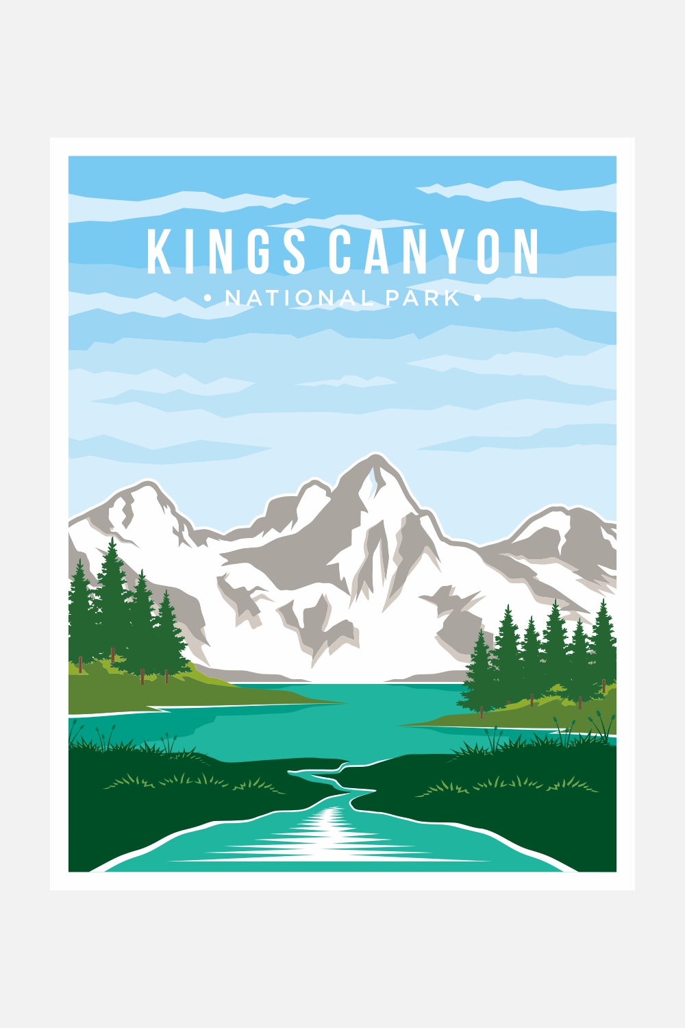 Kings Canyon national park poster vector illustration design – Only $8 pinterest preview image.