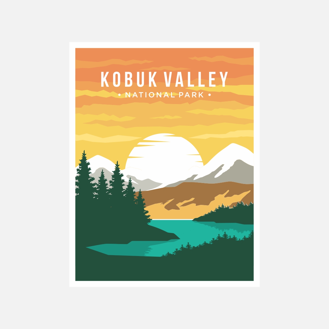 Kobuk Valley national park poster vector illustration design – Only $8 preview image.