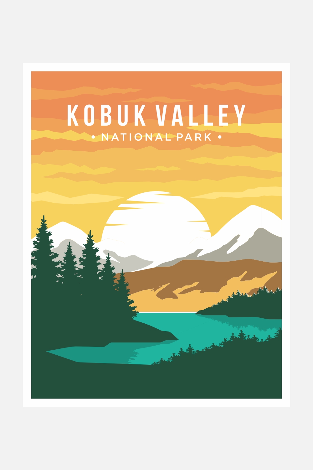 Kobuk Valley national park poster vector illustration design – Only $8 pinterest preview image.