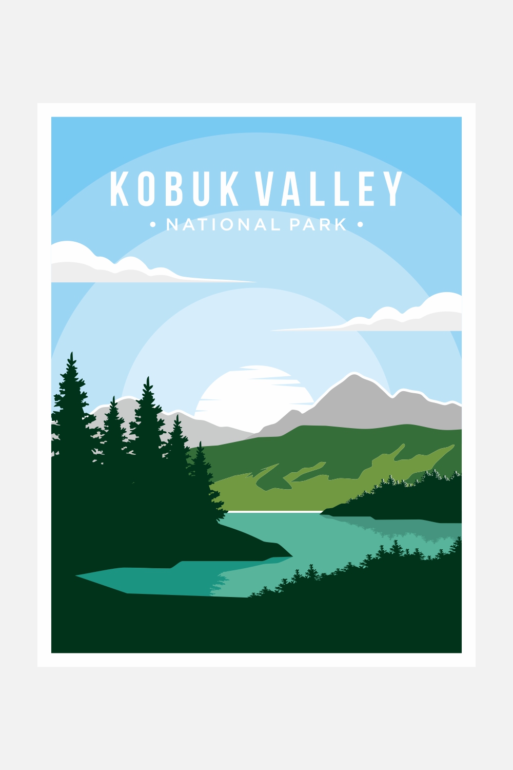 Kobuk Valley national park poster vector illustration design – Only $8 pinterest preview image.