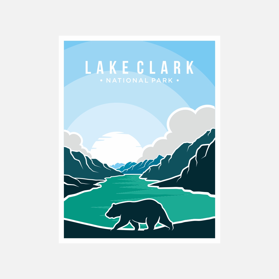 Lake Clark national park poster vector illustration design – Only $8 cover image.