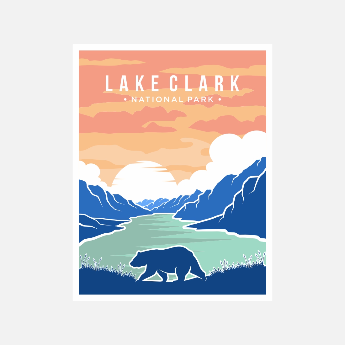 Lake Clark national park poster vector illustration design – Only $8 cover image.