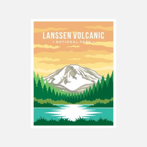 Lassen Volcanic national park poster vector illustration design – Only $8 cover image.