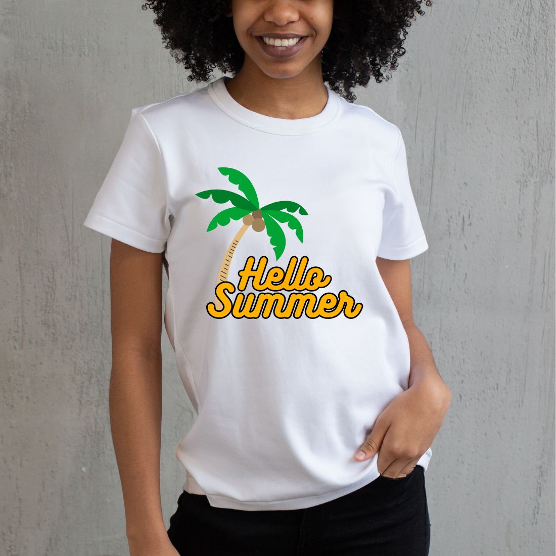 Hello summer t shirt design preview image.