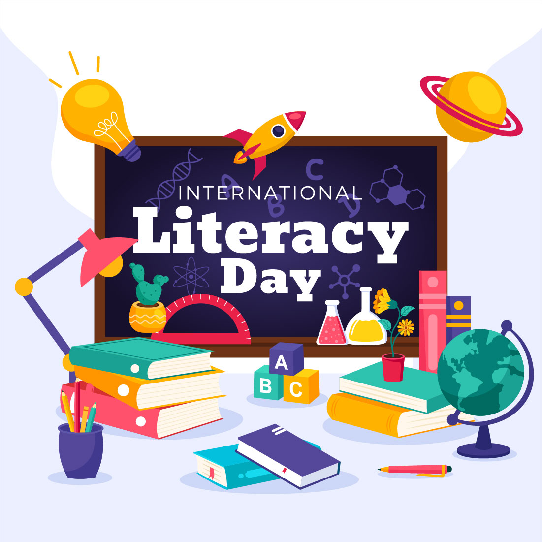 12 International Literacy Day Illustration preview image.