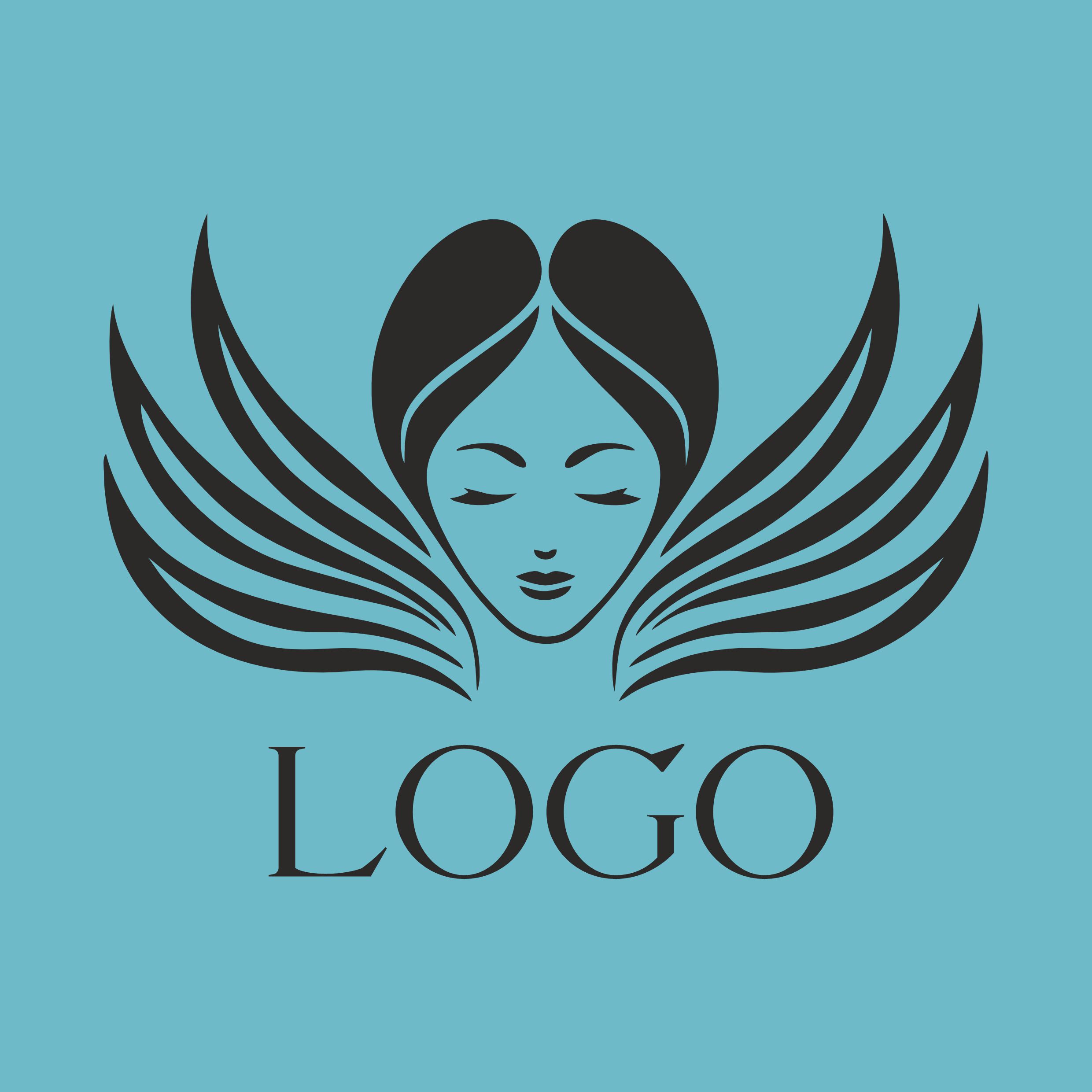 The logo with the image of a female face and wings cover image.