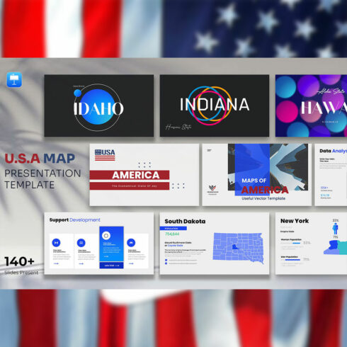 United State Of America All Map Keynote Template cover image.