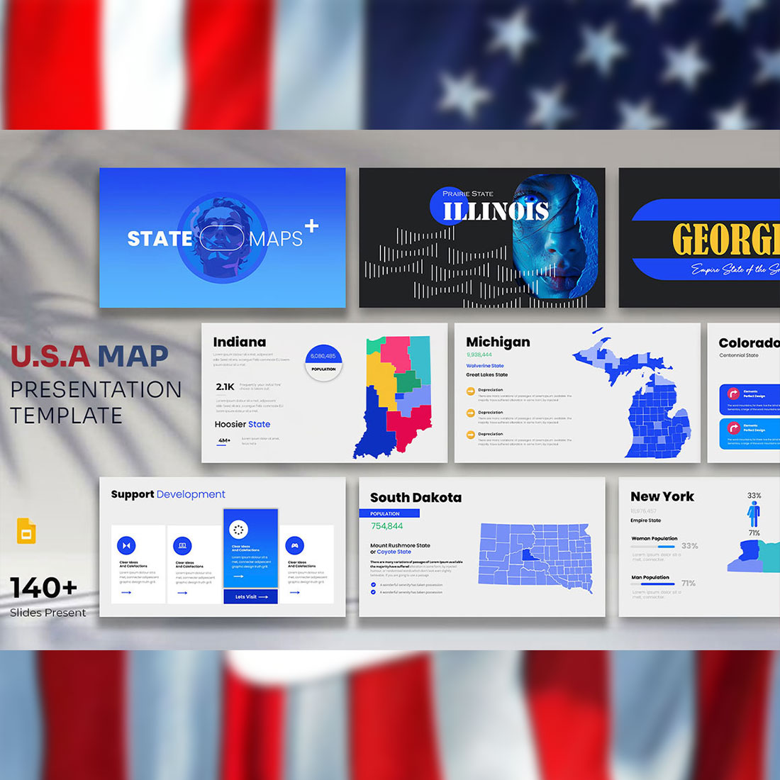 United State Of America All Map Google Template cover image.