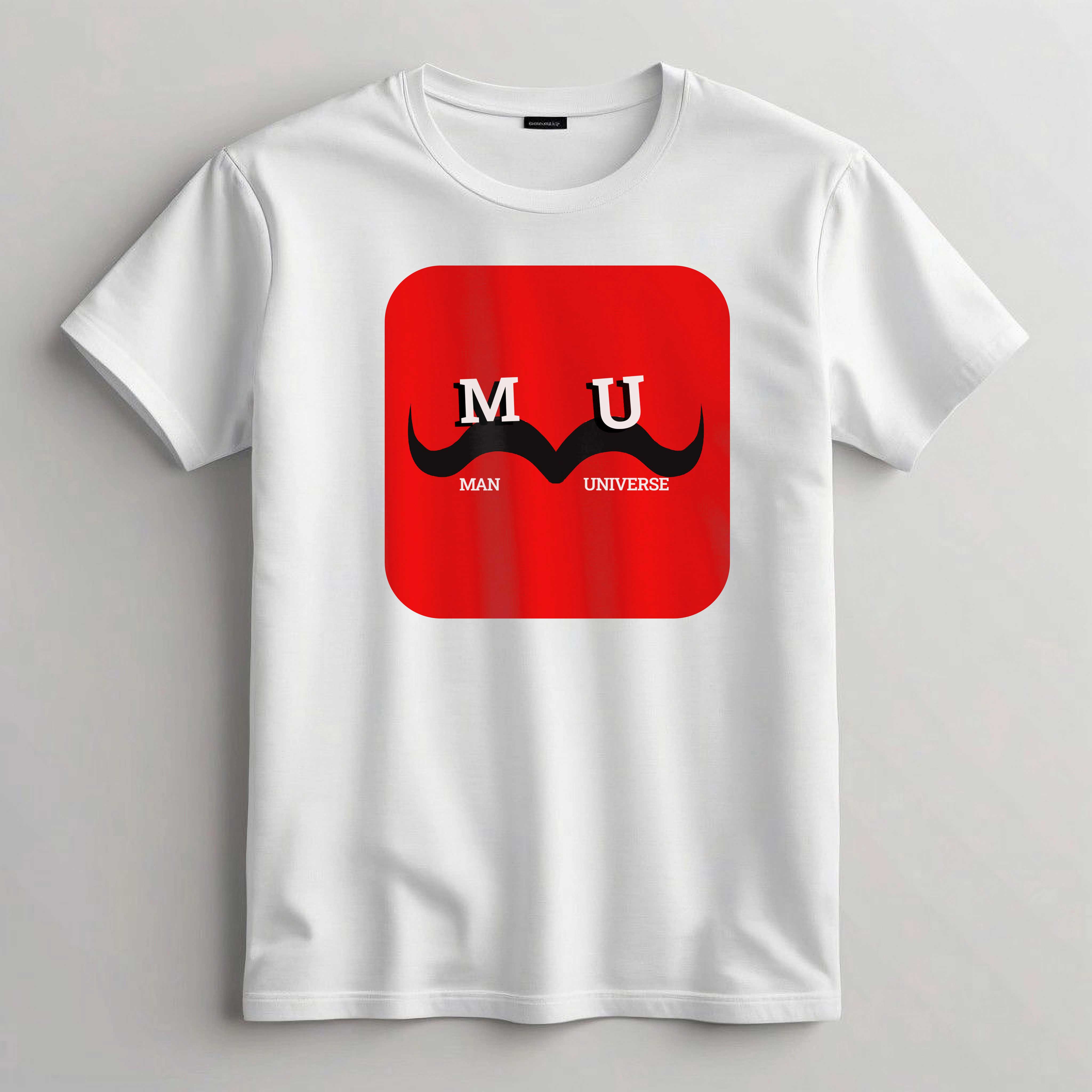 man universe t-shirt design template cover image.