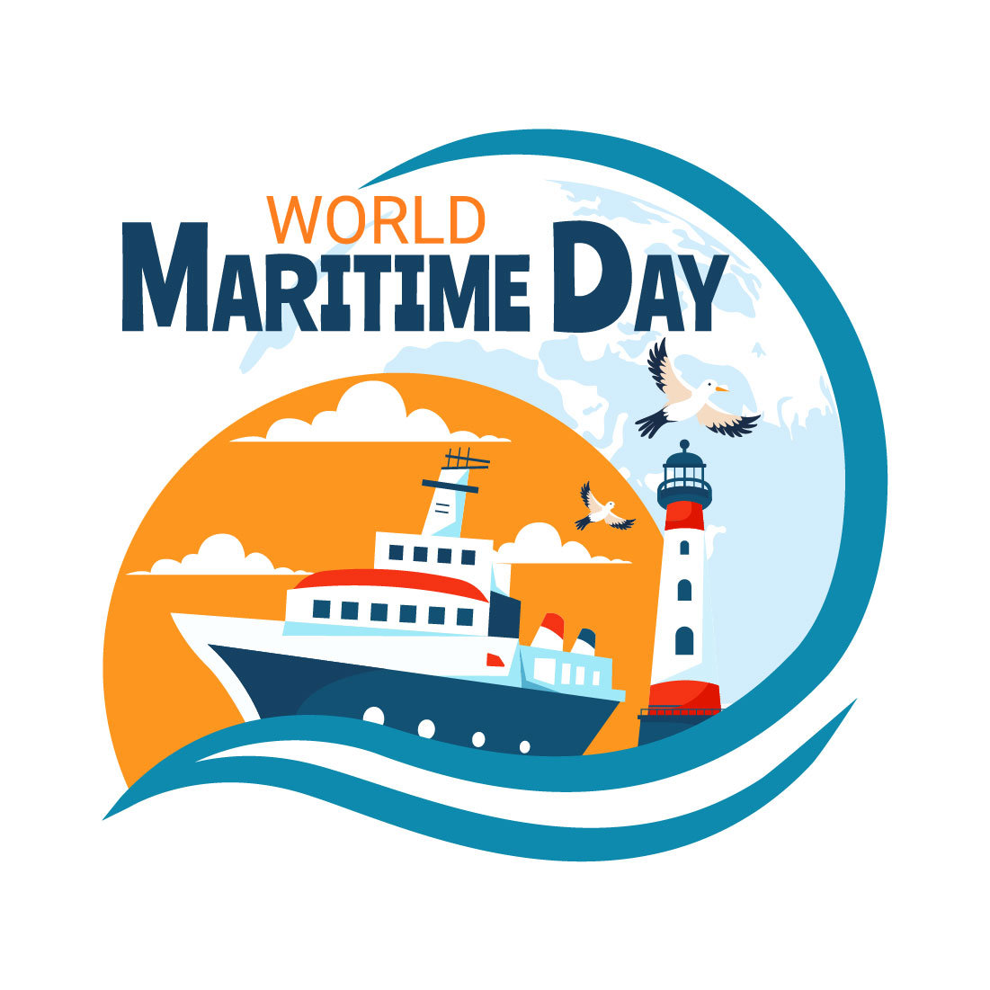 12 World Maritime Day Illustration preview image.