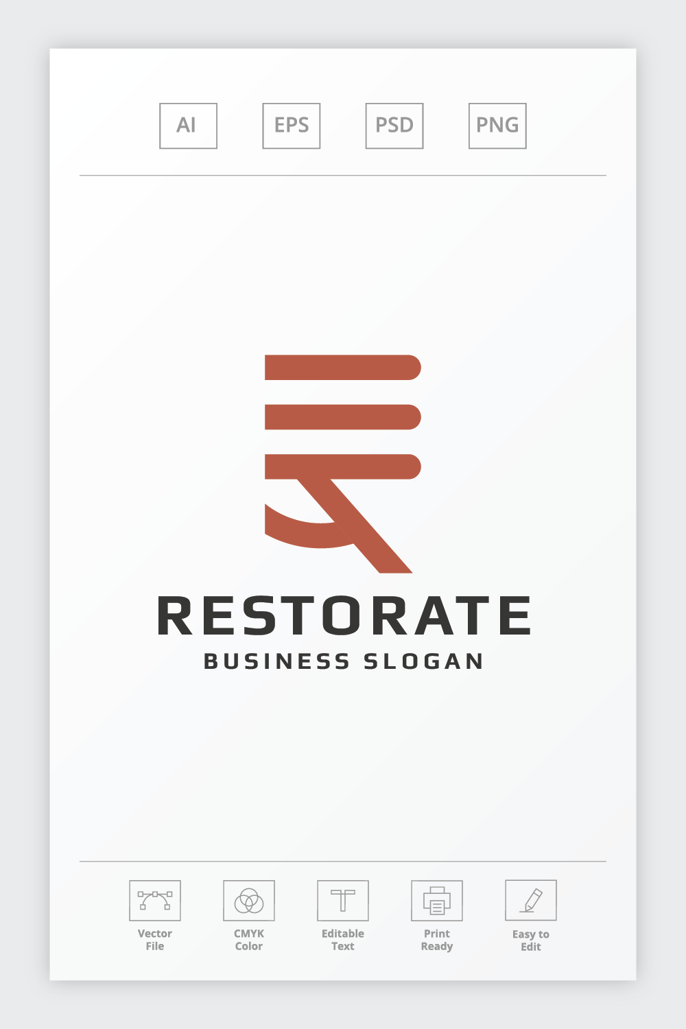 Restorate Letter R Logo pinterest preview image.