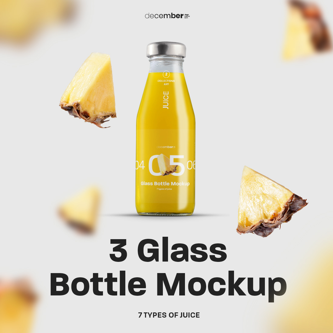 3 Mockup Glass Juice Bottle cover image.