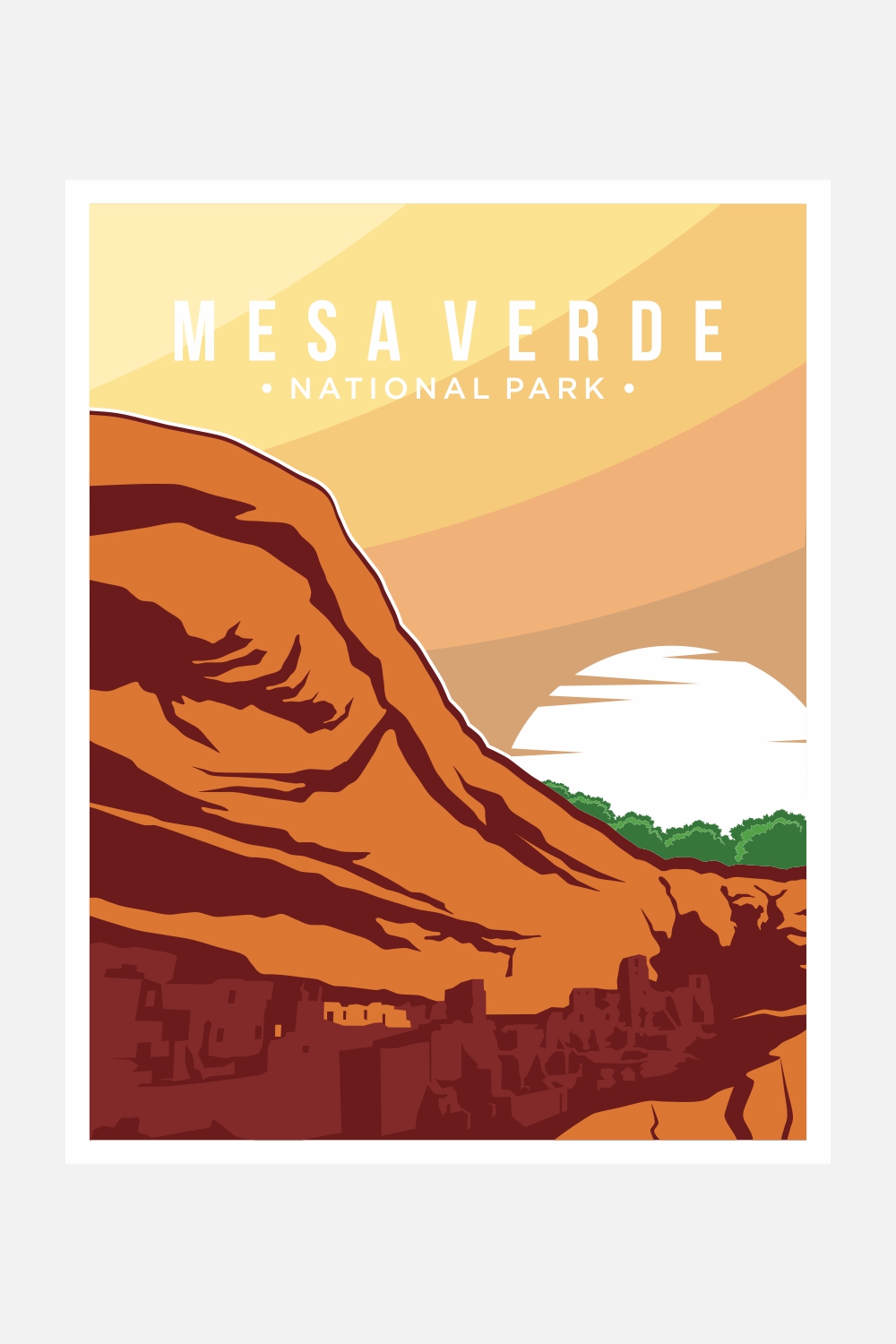 Mesa Verde national park poster vector illustration design – Only $8 pinterest preview image.