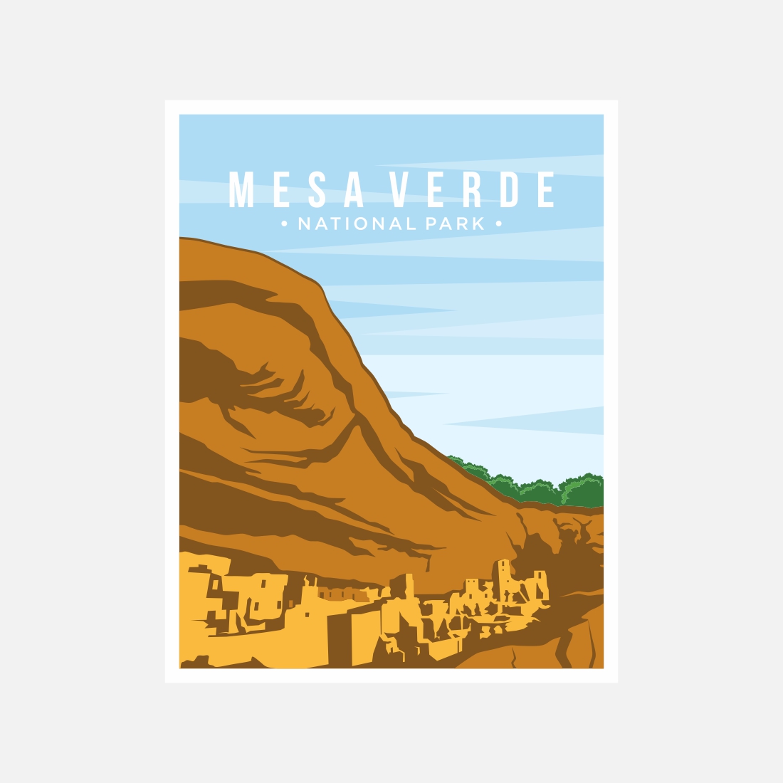 Mesa Verde national park poster vector illustration design – Only $8 cover image.