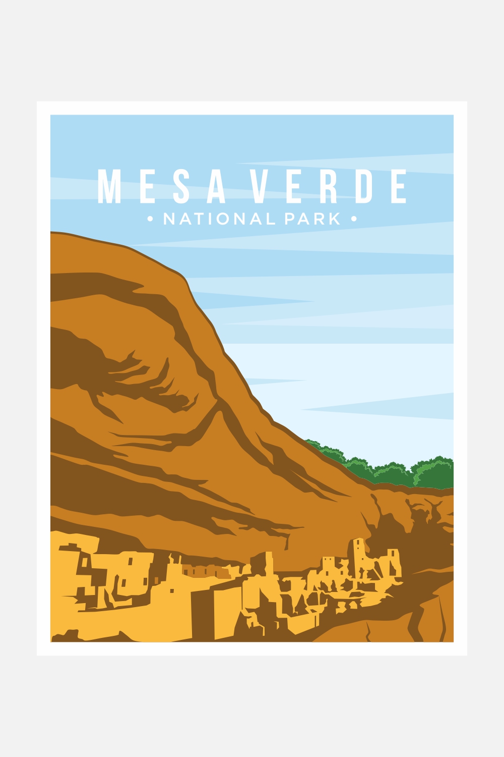 Mesa Verde national park poster vector illustration design – Only $8 pinterest preview image.