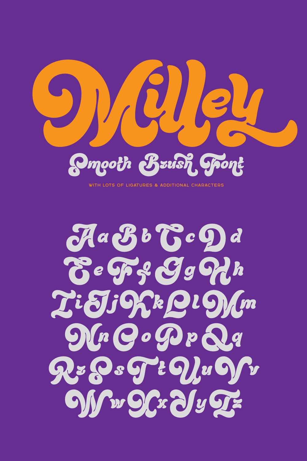 Milley — Smooth Brush Font pinterest preview image.