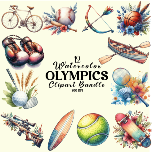 Watercolor Olympics Clipart cover image.