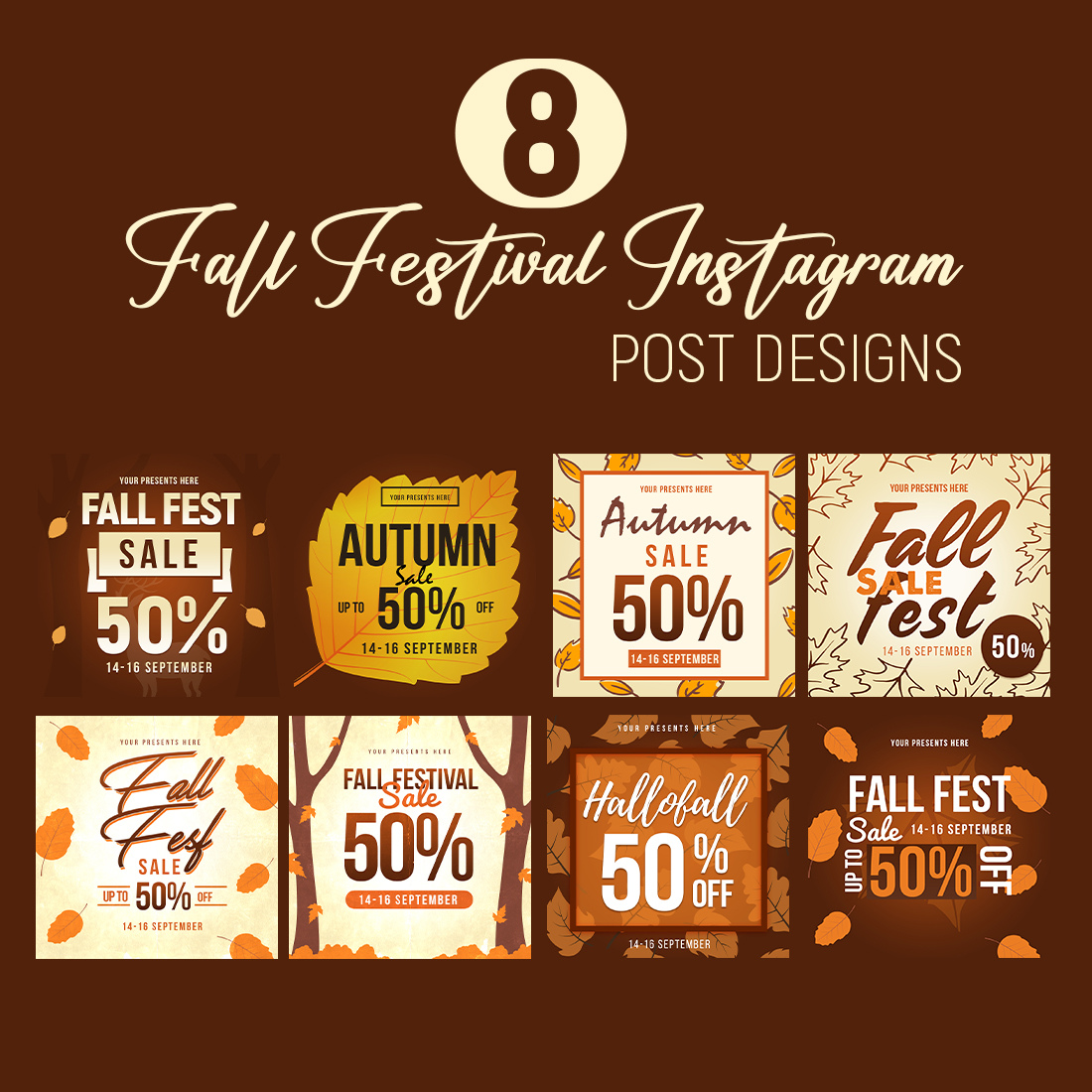 8 Fall Festival Instagram Post Design preview image.