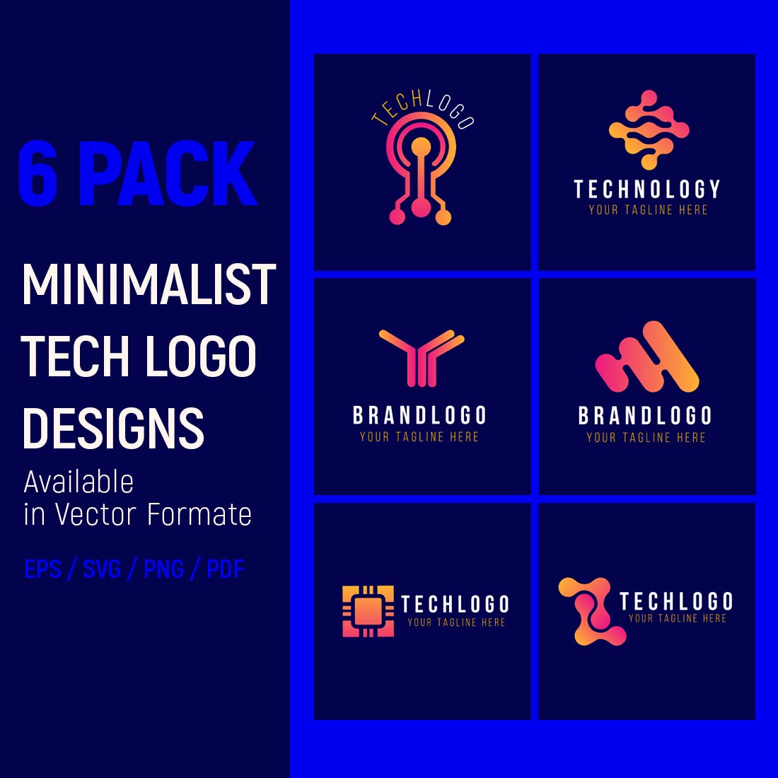 Minimalist Tech Logo Design Bundle preview image.