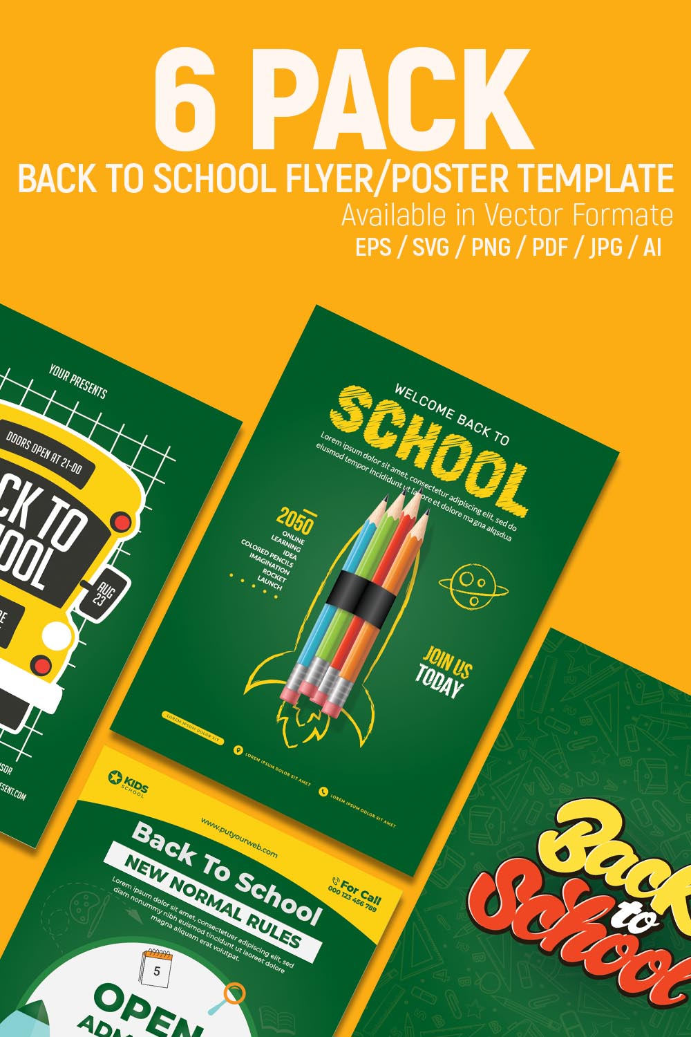 Back to School Flyer-Poster Template pinterest preview image.