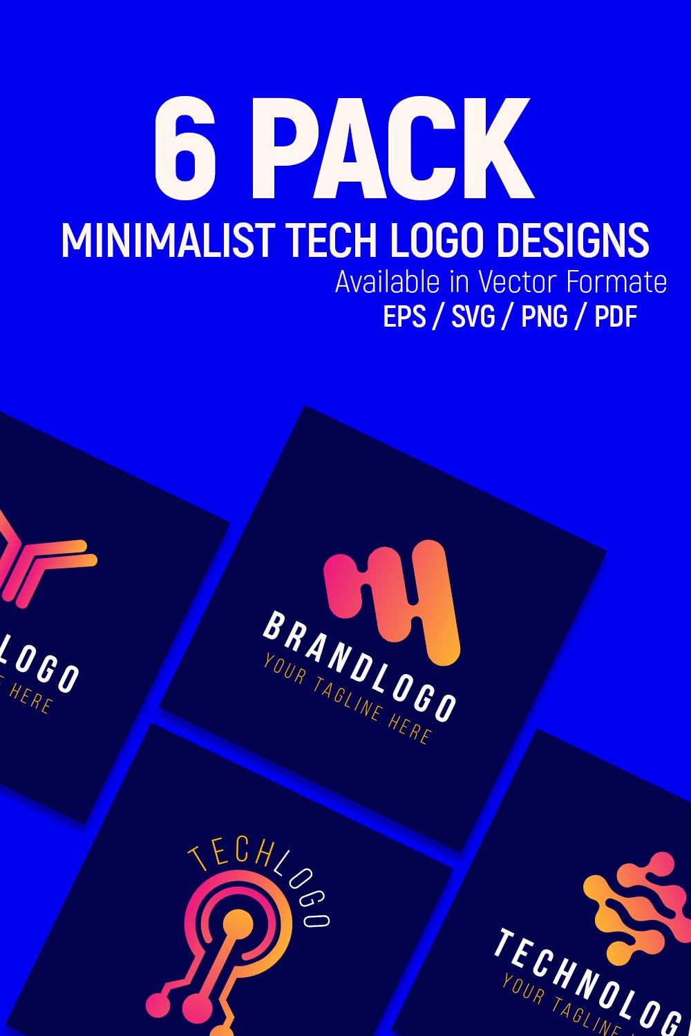 Minimalist Tech Logo Design Bundle pinterest preview image.