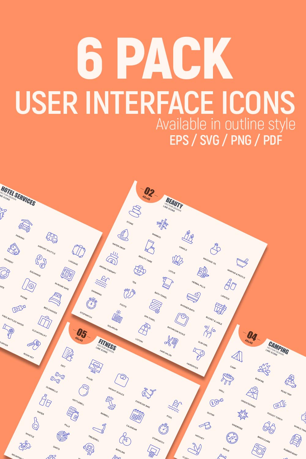 User Interface Icon Set Outline 6 Pack pinterest preview image.