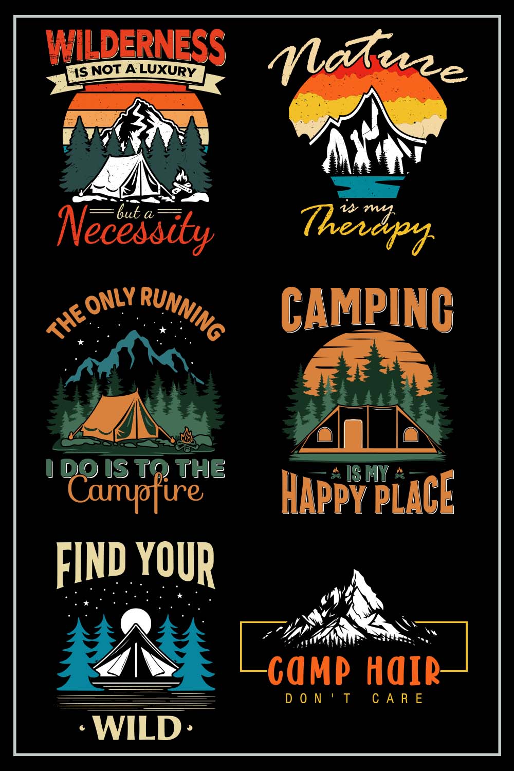 Camping t-shirt design pinterest preview image.