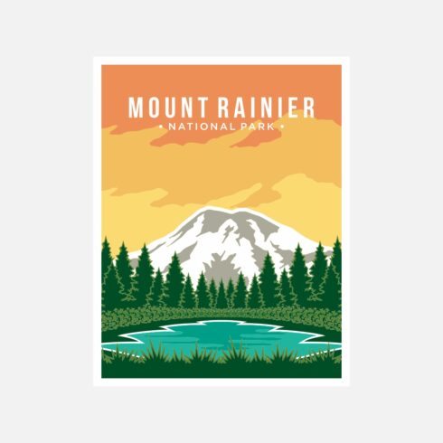 Mount Rainier national park poster vector illustration design – Only $8 cover image.