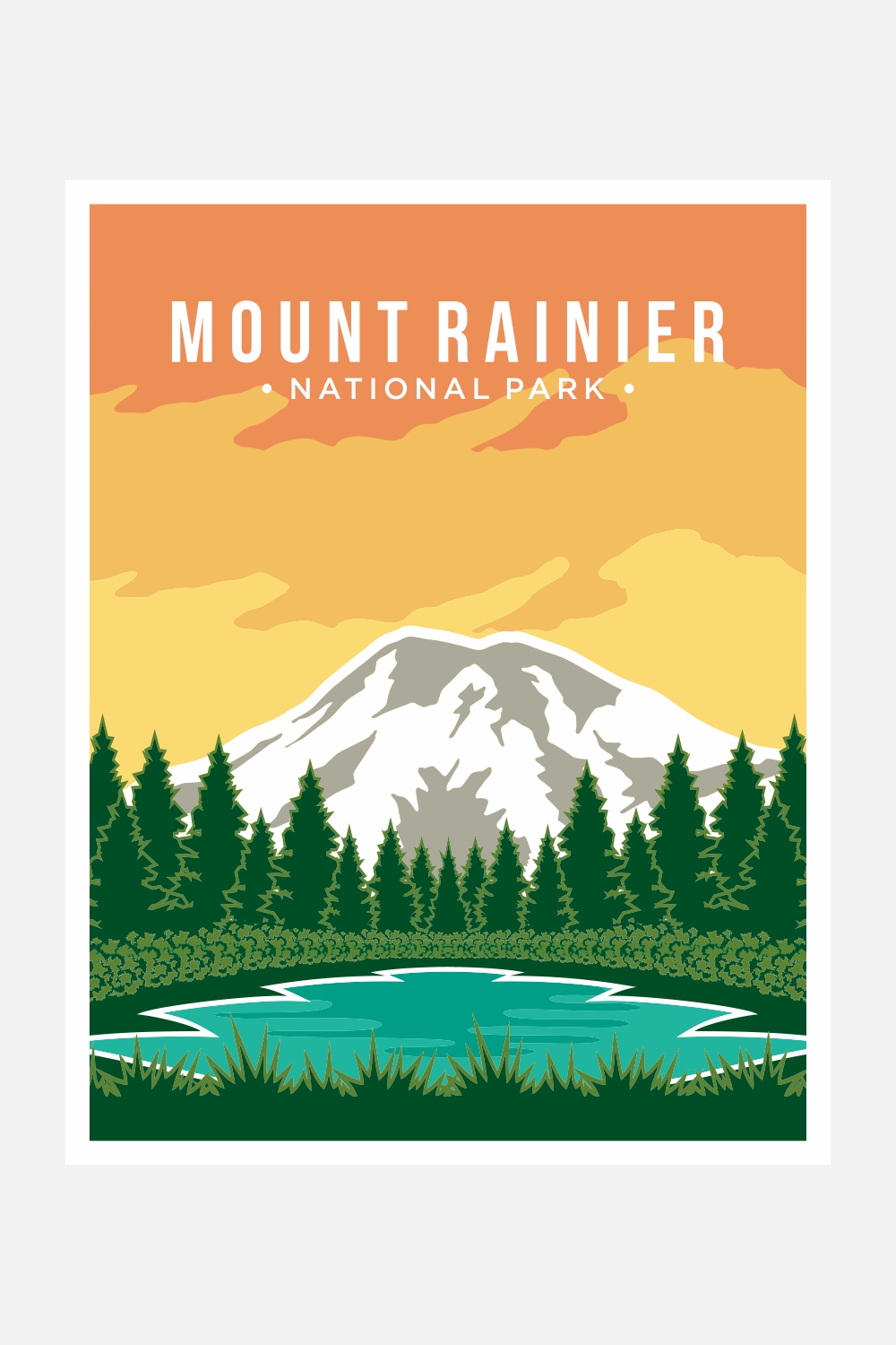 Mount Rainier national park poster vector illustration design – Only $8 pinterest preview image.