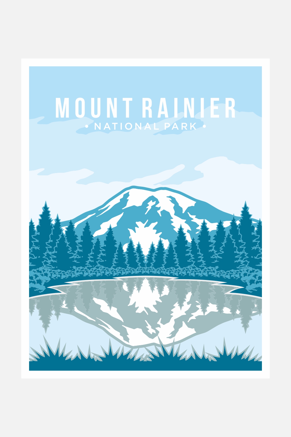 Mount Rainier national park poster vector illustration design – Only $8 pinterest preview image.