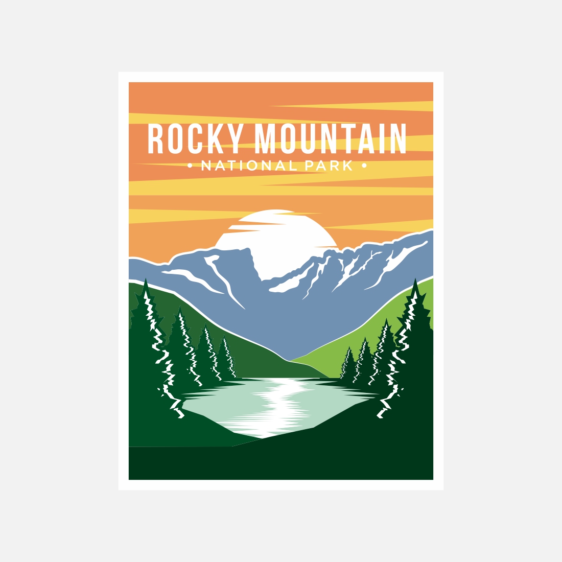 Rocky Mountain National Park poster vector illustration design – Only $8 preview image.