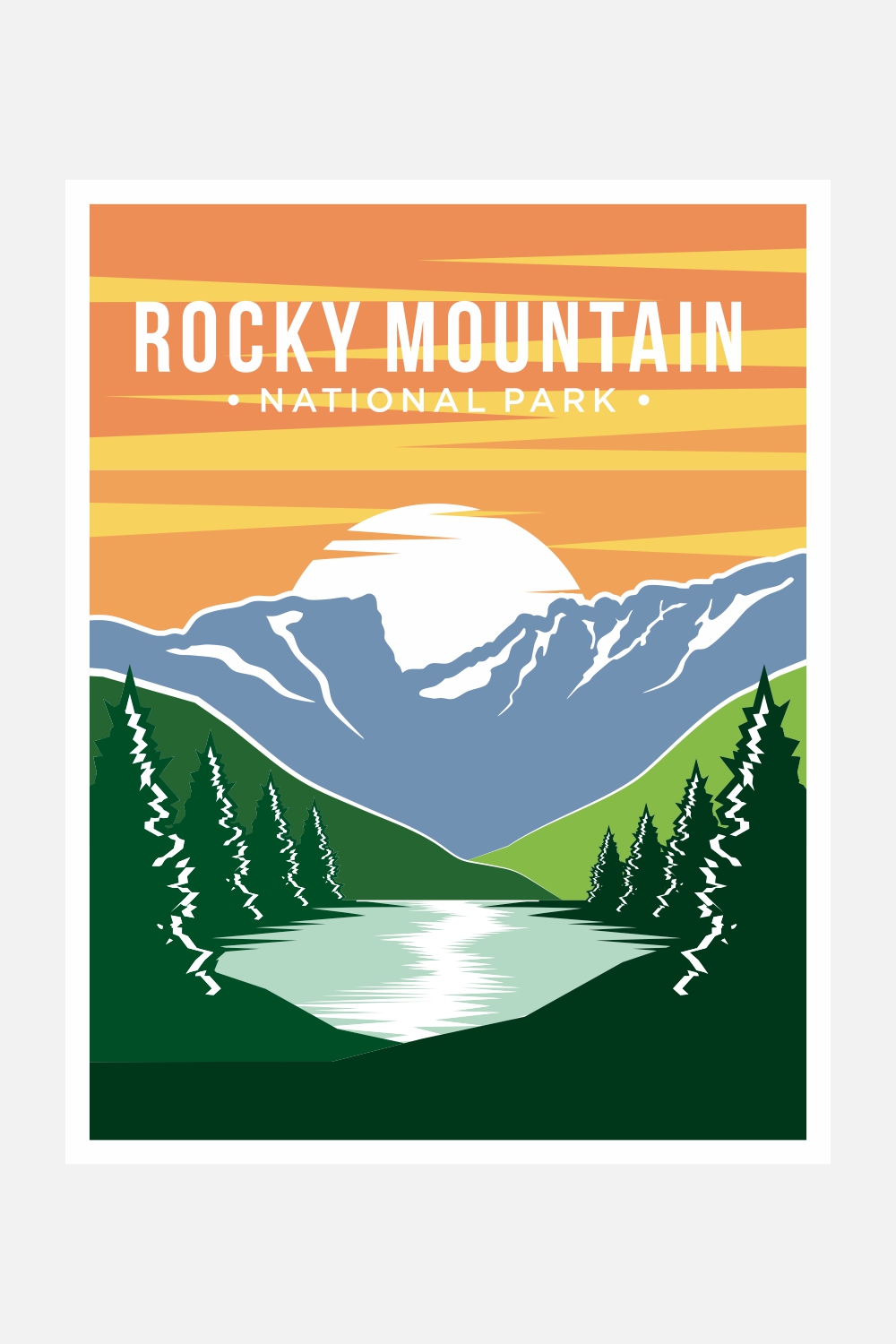 Rocky Mountain National Park poster vector illustration design – Only $8 pinterest preview image.