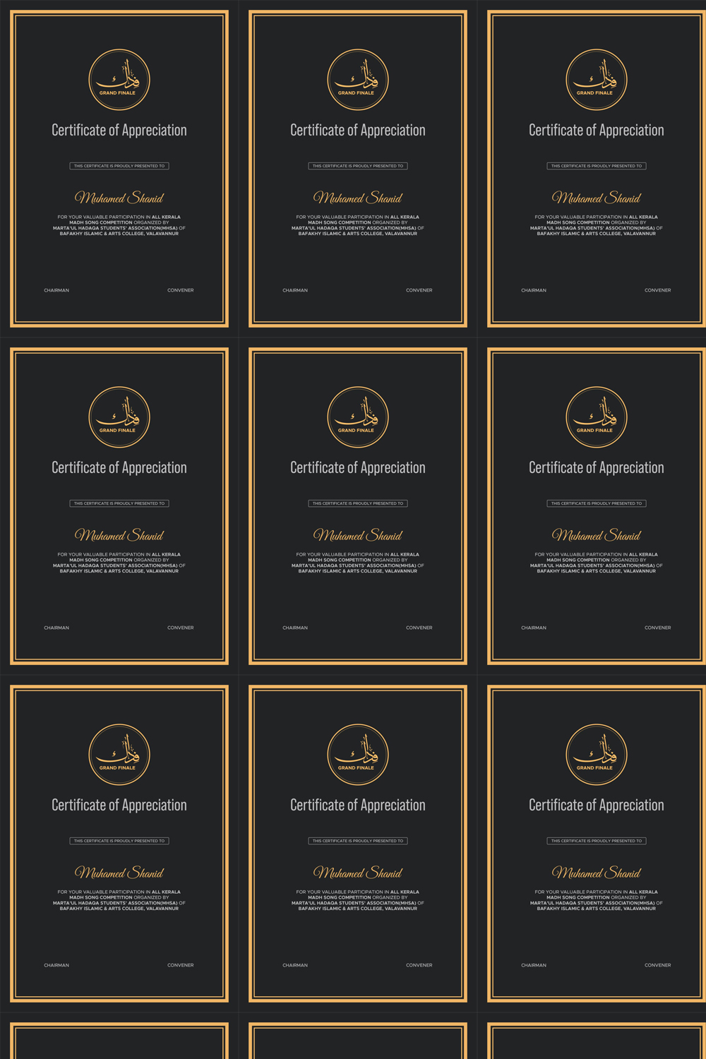 premium design of Certificate of Appreciation pinterest preview image.