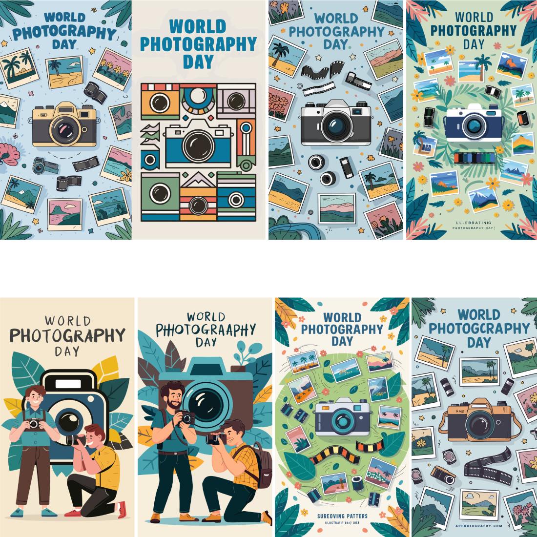 World Photography Day,more than 70 Unique Illustrations preview image.