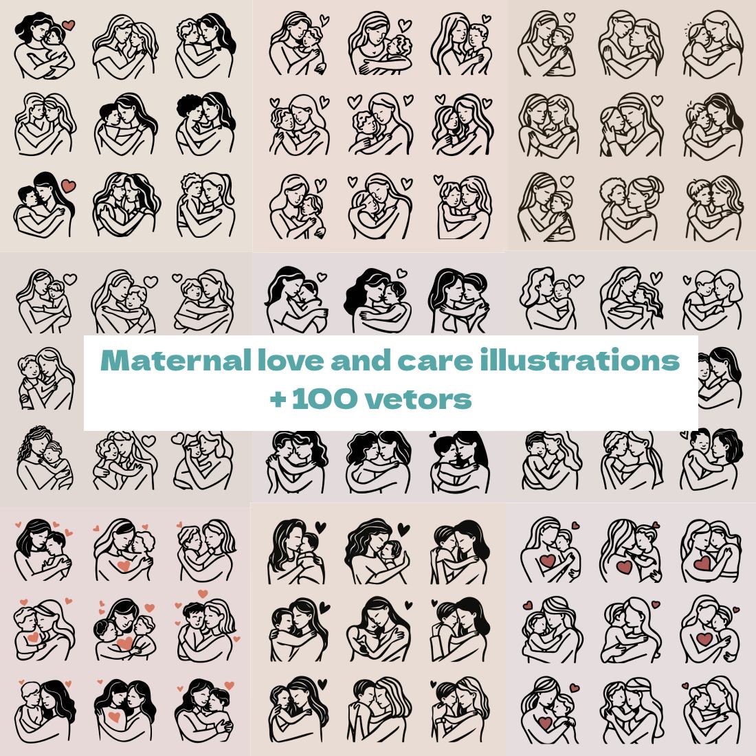 288 Maternal love and care illustrations cover image.