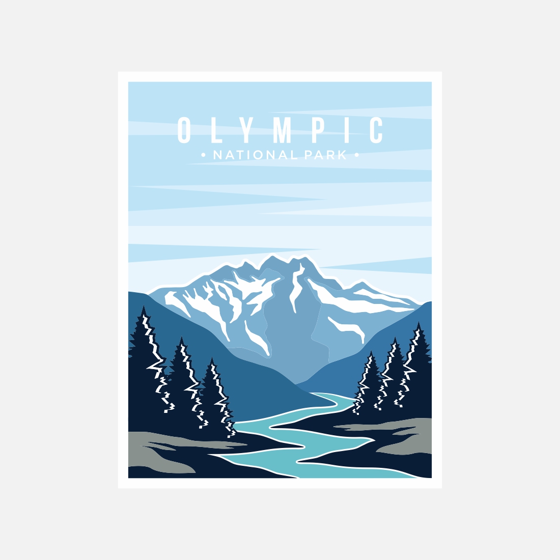 Olympic National Park poster vector illustration design – Only $8 cover image.