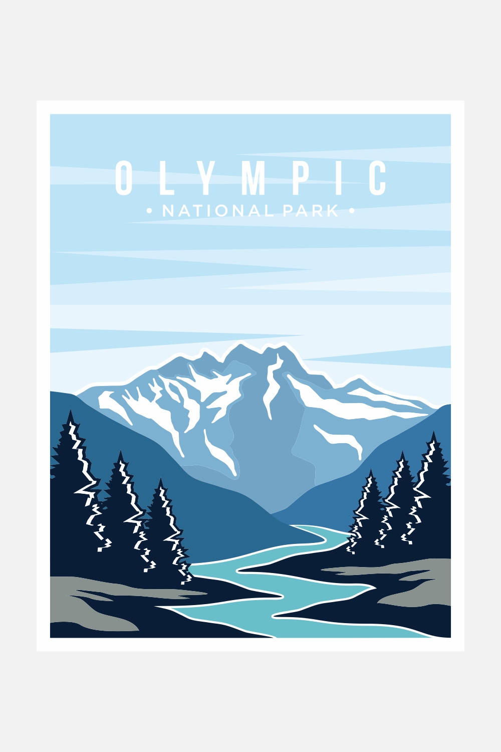 Olympic National Park poster vector illustration design – Only $8 pinterest preview image.