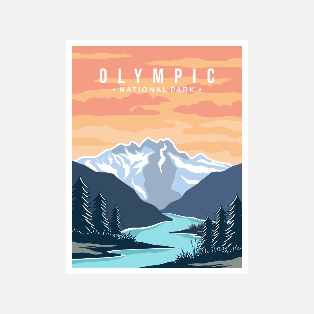 Olympic National Park poster vector illustration design – Only $8 cover image.