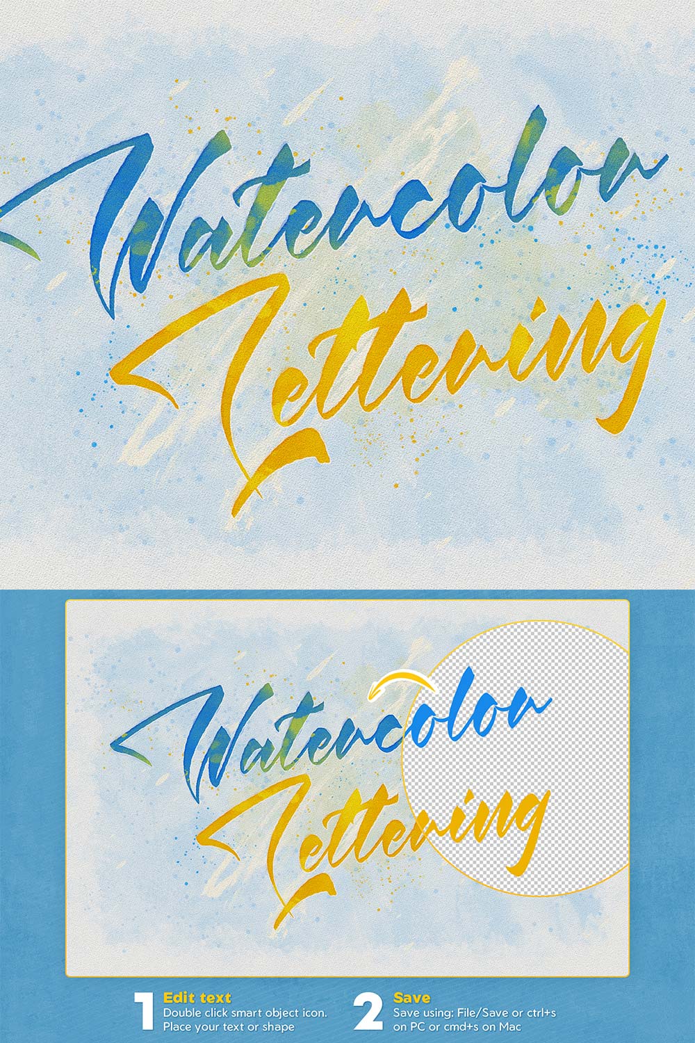 Watercolor Text Effect pinterest preview image.