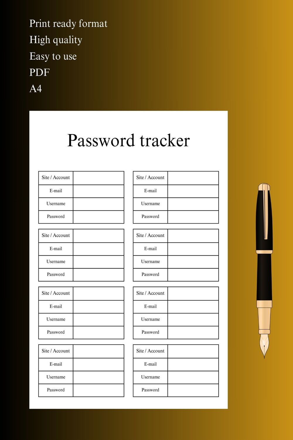 Password tracker pinterest preview image.