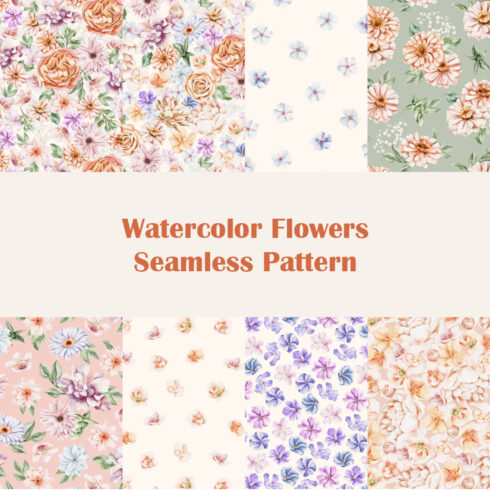 Watercolor Spring Flowers Seamless Pattern cover image.