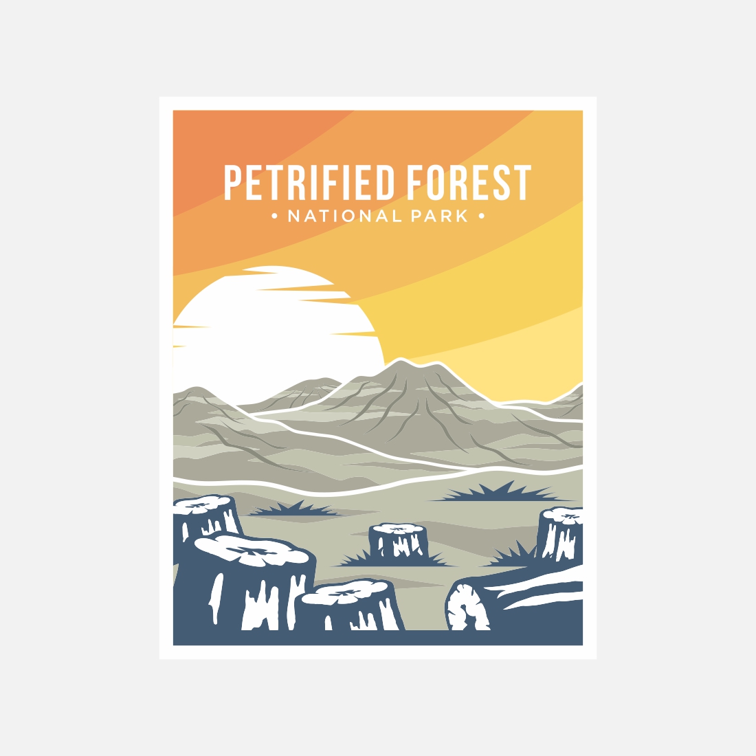 Petrified Forest National Park poster vector illustration design in Navajo and Apache Counties in Arizona – Only $8 cover image.