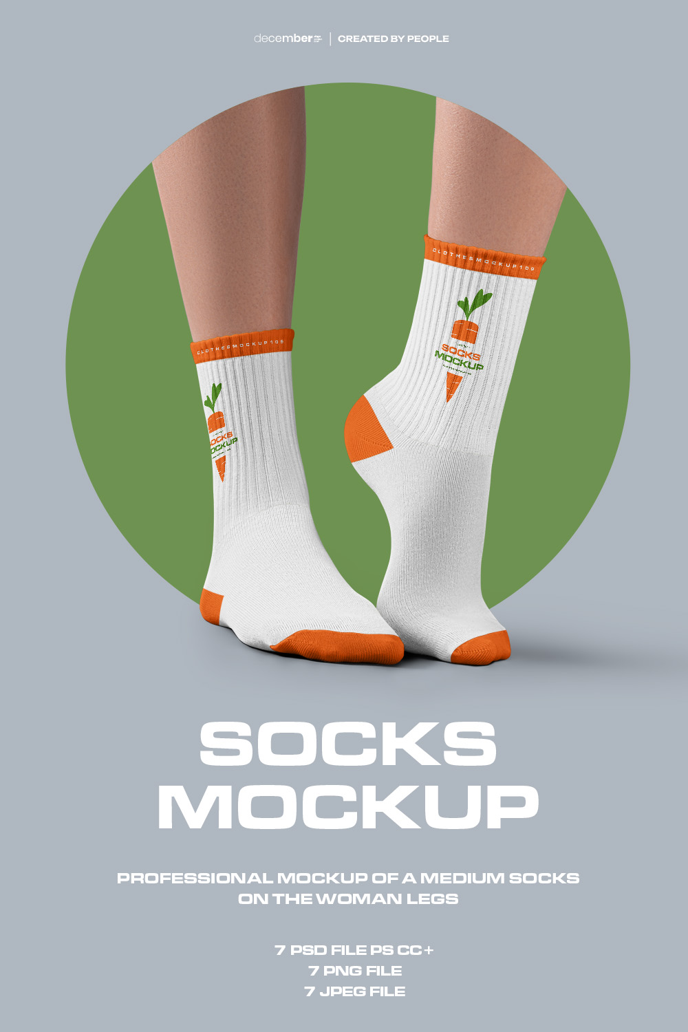 7 Mockups Medium Socks on the Woman Legs pinterest preview image.