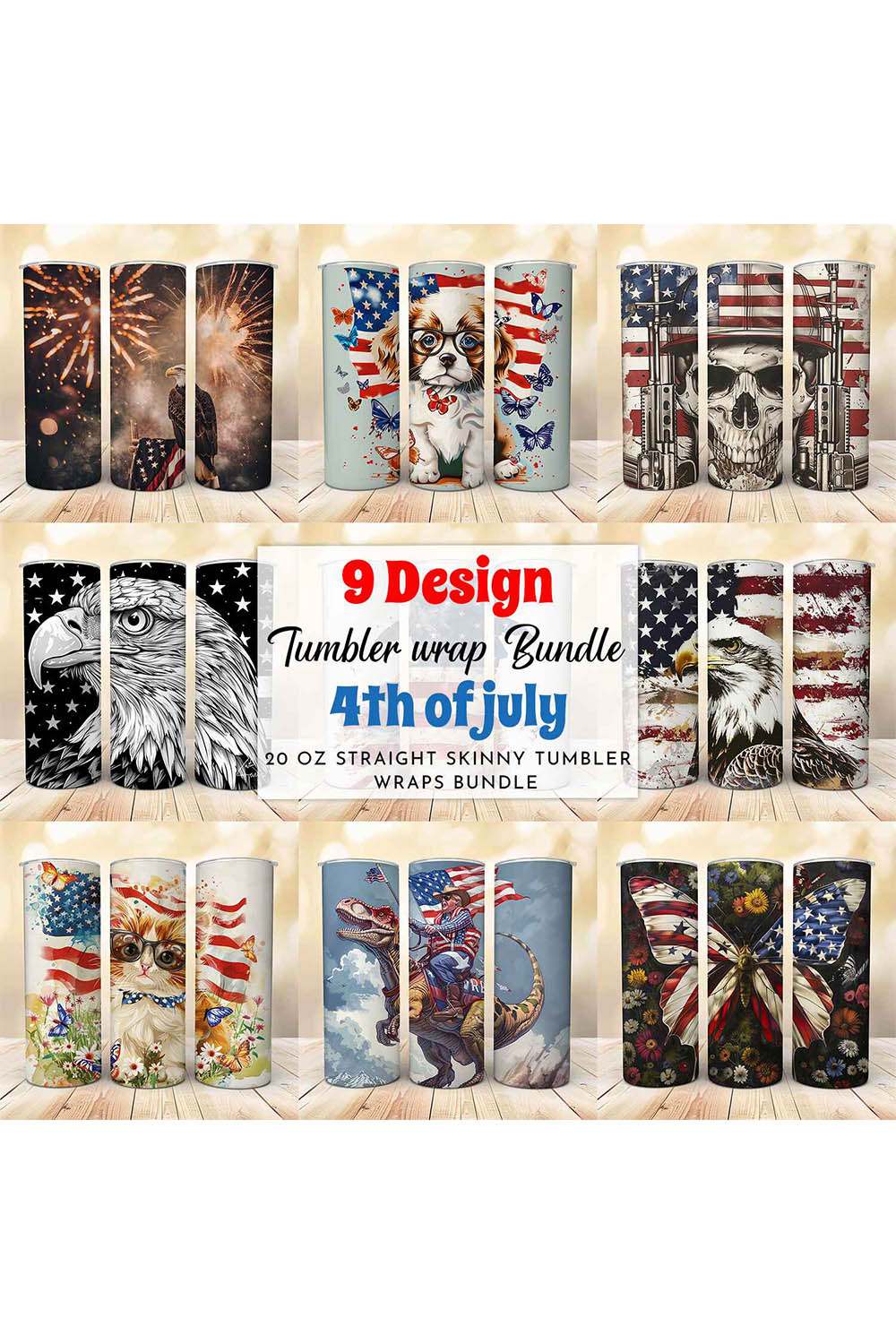 4th of July | Tumbler Wrap Design pinterest preview image.
